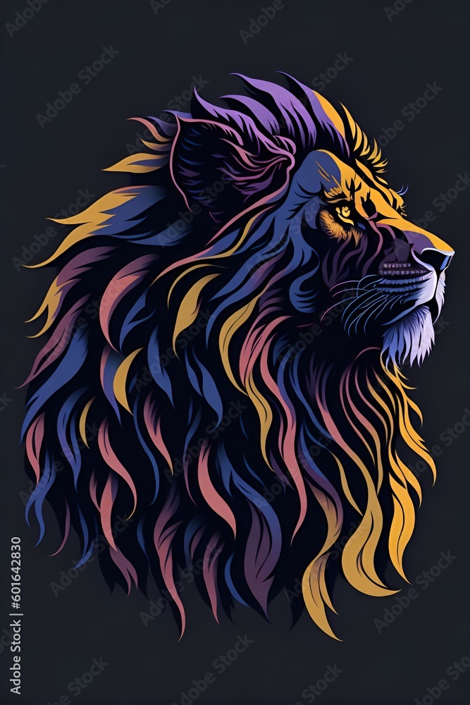 A silhouette design of a lion sunset design tshirt A silhouette design of a lion sunset design tshirt