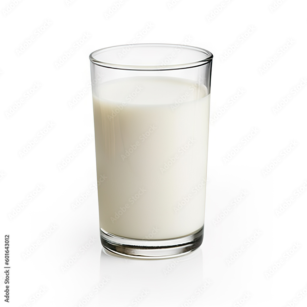 Refreshing glass of milk isolated on a white background.. created with Generative AI Refreshing glass of milk isolated on a white background.. created with Generative AI