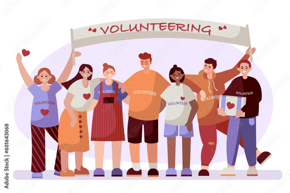 Volunteers celebrate their day. Successful teamwork Volunteers celebrate their day. Successful teamwork