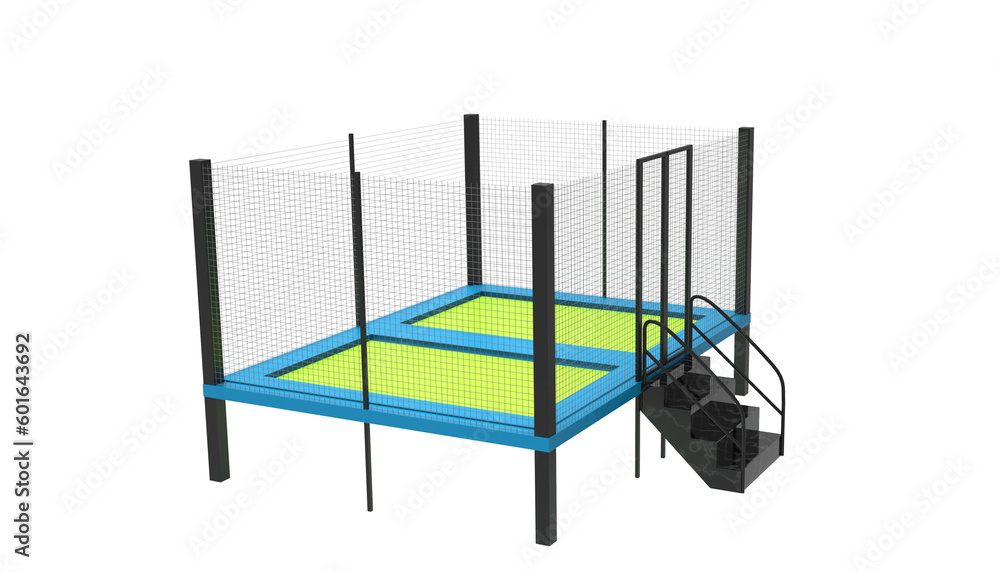 jumping trampoline on a white jumping trampoline on a white