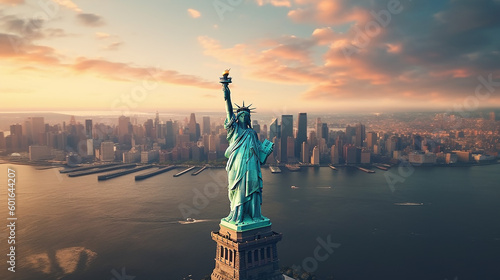 Fotografia, Obraz ravel New York City Liberty statue landmark in Manhattan