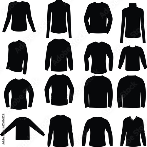 long sleeve clothes silhouettes.  Long sleeve t-shirt vector