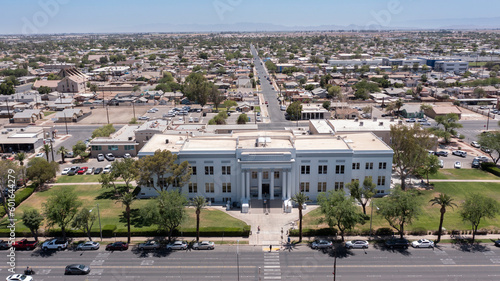 Daytime view of the historic 1924 Imperial County Courthouse, built in the Beaux-Arts style in El Centro, California, USA. photo