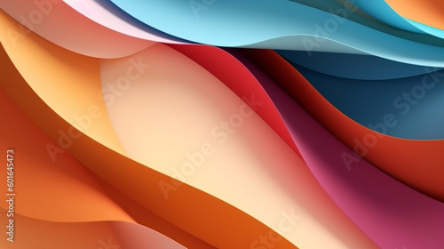 Shades of a multi-colored background with smooth transitions are cut out of paper with a shadow. Place for advertisement announcement. Abstraction. illustration