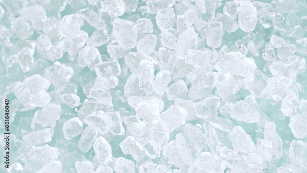 Super slow motion of rotating ice cubes, top view shot Super slow motion of rotating ice cubes, top view shot