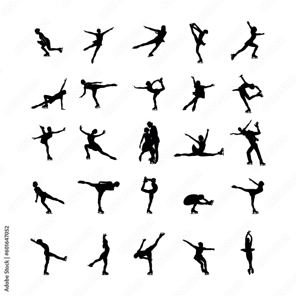 Ice Skating Silhouette on white background Ice Skating Silhouette on white background
