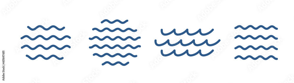 Water waves icons. Editable outline stroke. Vector line. Water waves icons. Editable outline stroke. Vector line.