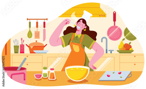 Female Chef on White