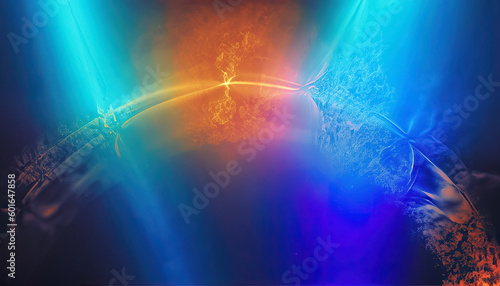 Blue  Orange Rainbow-Colored Light Flare with a Retro Distressed Overlay Texture Illustration Background  Modern Design and Artistic Projects  wallpaper  banner  web design  digital art  Generative AI