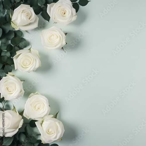 Studio Photography Of White Roses On Solid Background Illustration