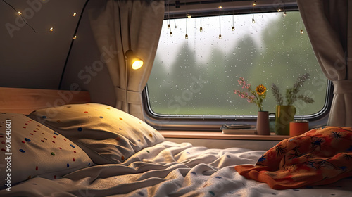 Beautiful camper van view created with Generative AI technology
 photo