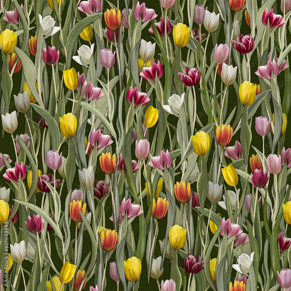Obraz premium Tulips seamless pattern