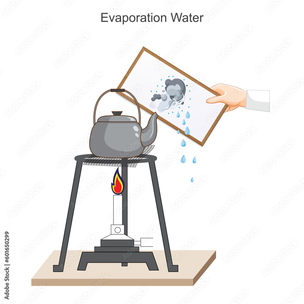 Evaporation of water.Teapot experiment.A physical experiment showing