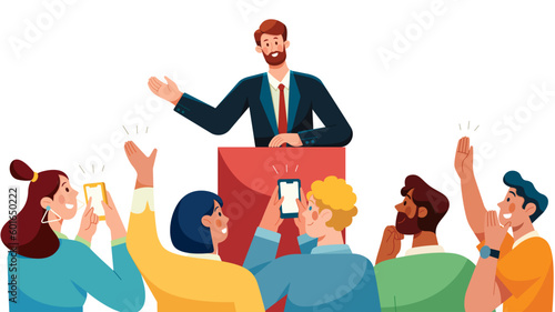 Public Speaker Man on White