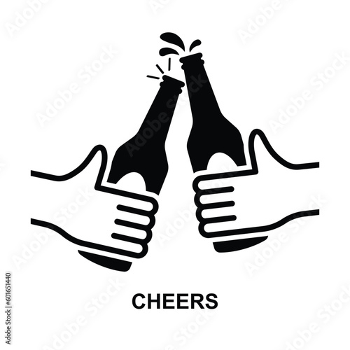 Cheers icon.Toasting beer bottles icon isolated on background vector illustration.