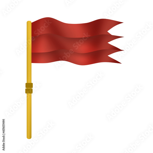 Goal red flag icon. Golden flag pole.ref flag. Pin flag.