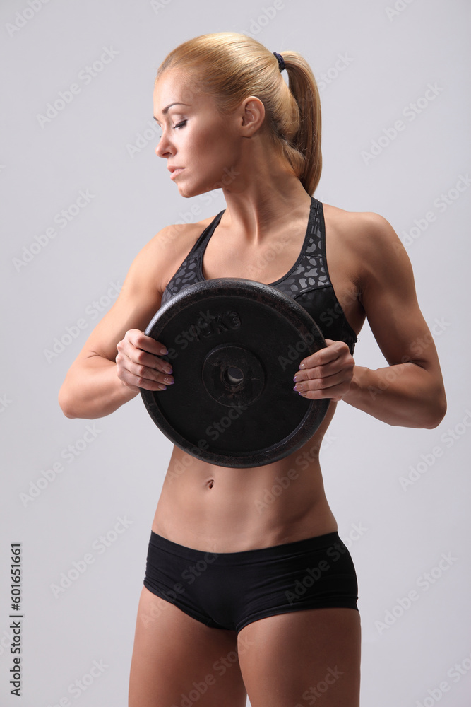 Fototapeta premium beautiful fitness girl with muscular sexy body