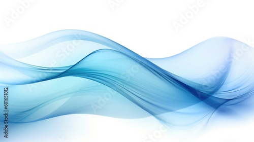 Ice blue abstract with smooth shining lines on isolated white background - Generated by Generative AI