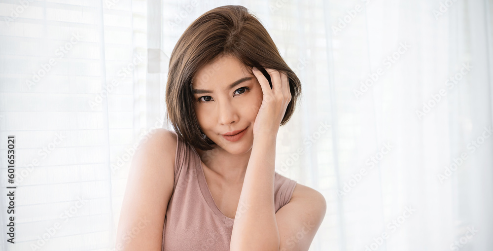 Portrait of young beautiful sexy asian korean woman slim fit face. Isolated, fashion asian girl looking. Lifestyle japanese makeup, korea people glow with curtain, beauty girl next door. Portrait of young beautiful sexy asian korean woman slim fit face. Isolated, fashion asian girl looking. Lifestyle japanese makeup, korea people glow with curtain, beauty girl next door.
