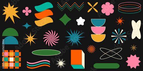 Shape set y2k style for banner. Shape set y2k style for decoaration.Simple shapes.Shape set y2k style for poster.Trendy 90s.Trendy geometric forms.Y2k aesthetic.