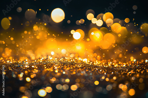Sparkling Gold Glitter Bokeh Captivating Background Texture . created with Generative AI