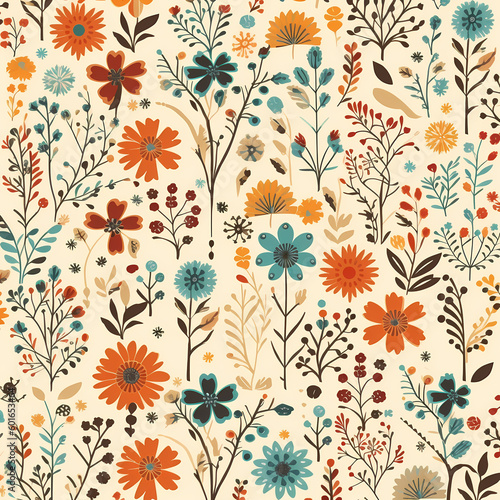 Wallpaper Pattern Autumn Flowers Simple Illustration