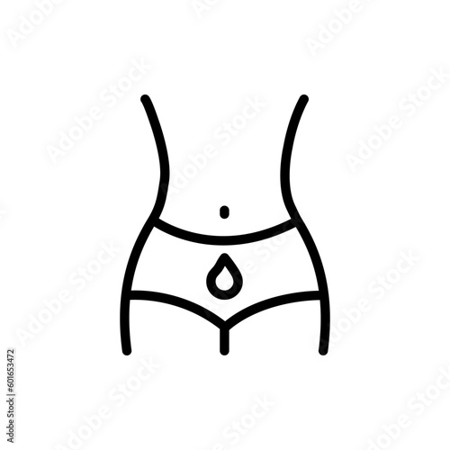 Menstrual period vector line icon. Isolated woman body icon illustration in outline flat style.