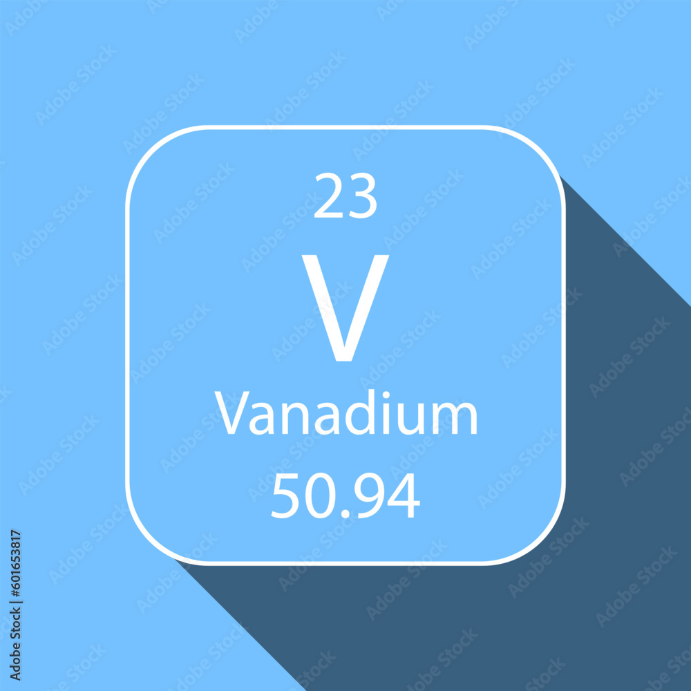 Vanadium symbol with long shadow design. Chemical element of the periodic table. Vector illustration.