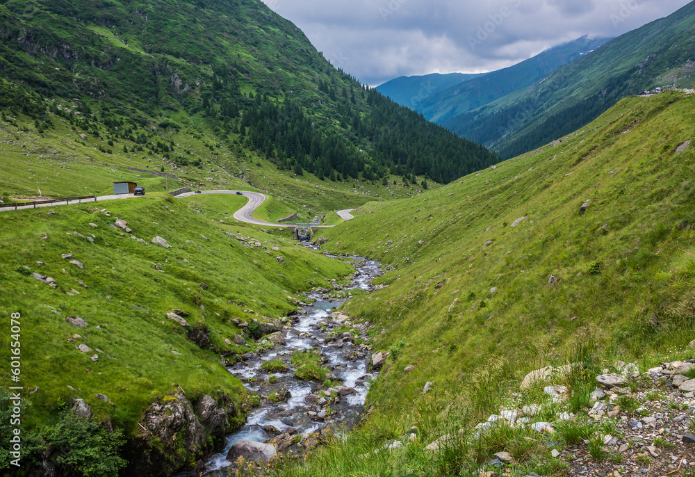 View from Transfagarasan Road in Carpathian Mountains in Romania