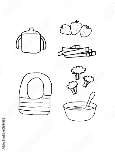 Billede på lærred Baby weaning food plan preparation in illustration