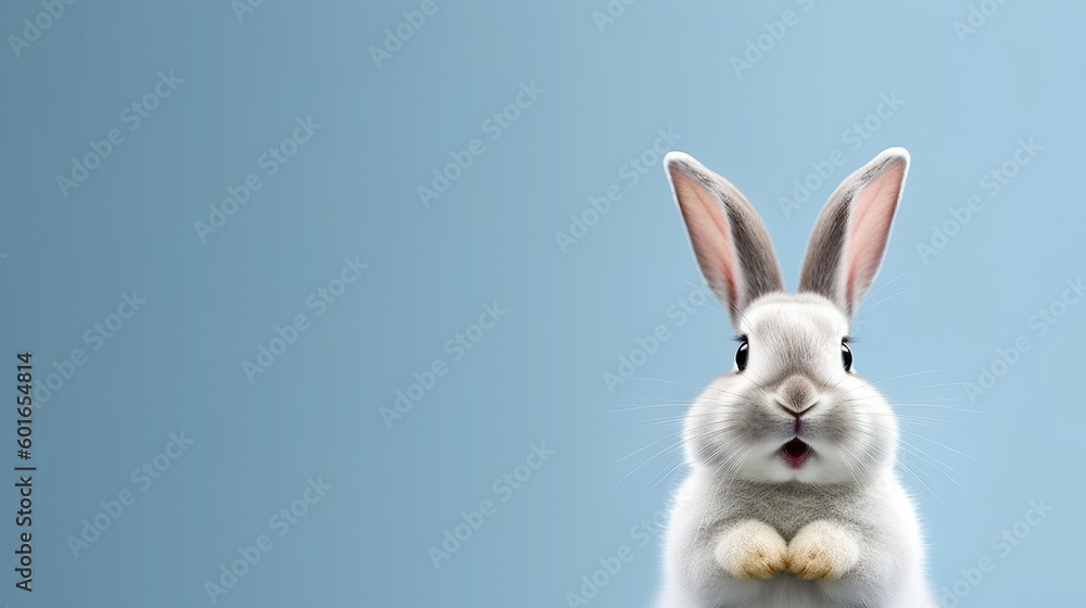 Fototapeta premium Joyful and Playful White Rabbit: A Cute and Smiling Easter Pet. created with Generative AI