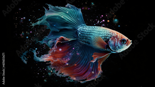 siamese fighting fish, colorful, illustration, Generative AI