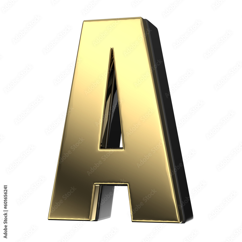 Gold With Black Of A Font 3D Render Gold With Black Of A Font 3D Render
