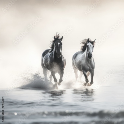 Horses in the mist