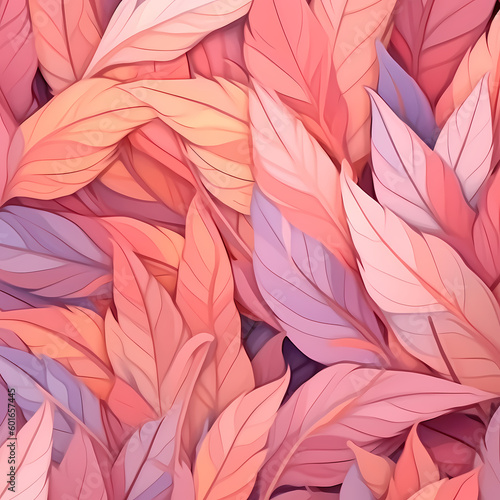 Seamless Autumn Leaves Pink Pastel Pattern Illustration