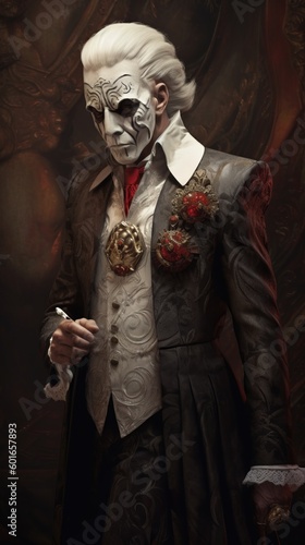 Portrait of a white elderly male in a fantasy costume.generative ai