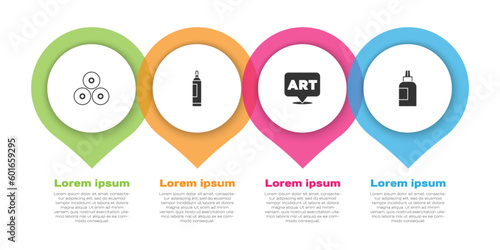 Set Paint spray can, Marker pen, Speech bubble with text art and Paint, gouache, jar, dye. Business infographic template. Vector