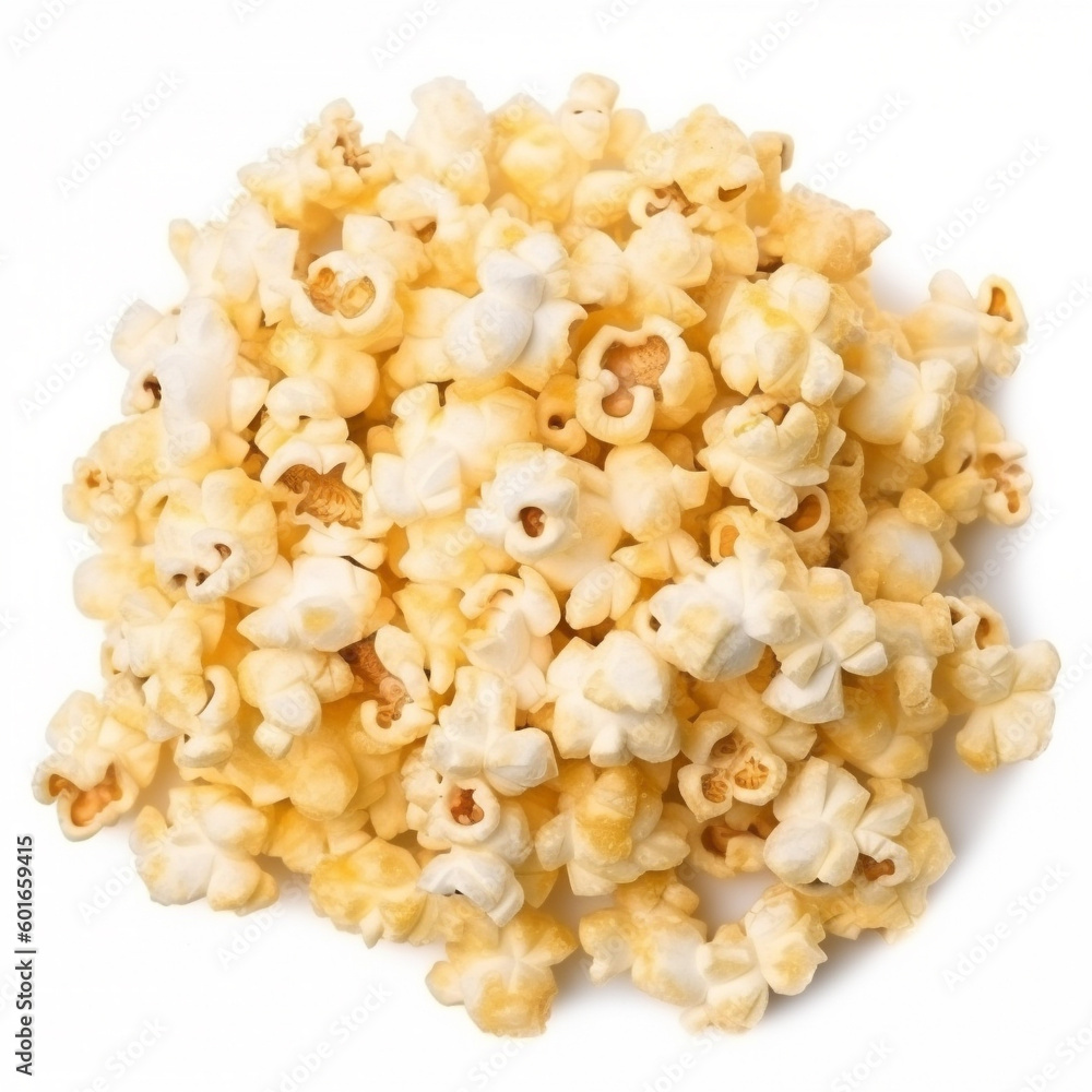 Heap of salted popcorn, isolated on white background Heap of salted popcorn, isolated on white background