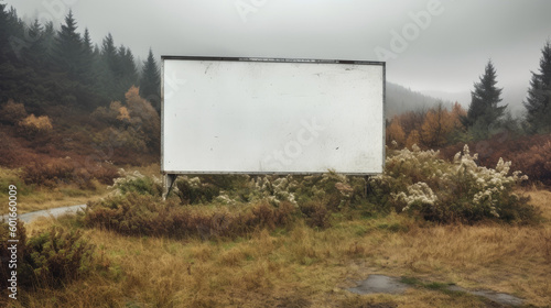 Empty blank billboard in nature. Generative AI