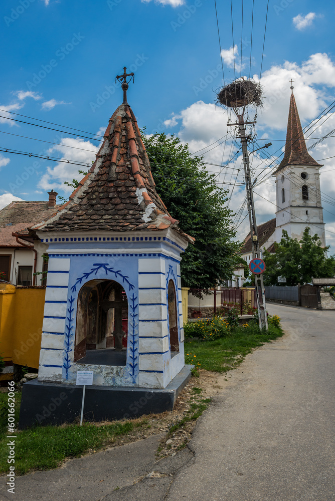 Roadside shrine in Sibiel village, Transylvania region in Romania