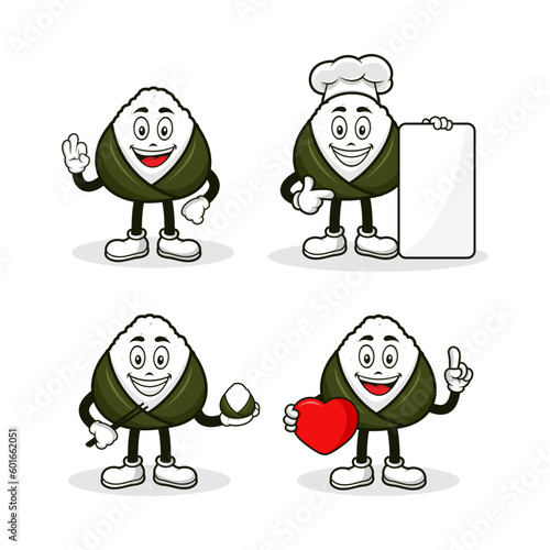 Mascot cartoon character onigiri rice ball design collection
