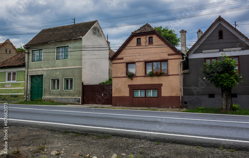 Fototapeta Naklejka Na Ścianę i Meble -  Houses in Miercurea Sibiului town, Sibiu County, Romania