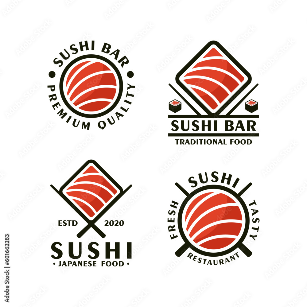Sushi bar japanese food design logo collection