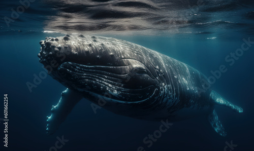 photo of humpback whale in its natural habitat. Generative AI