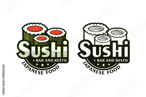 Sushi bar and resto japanese food design logo