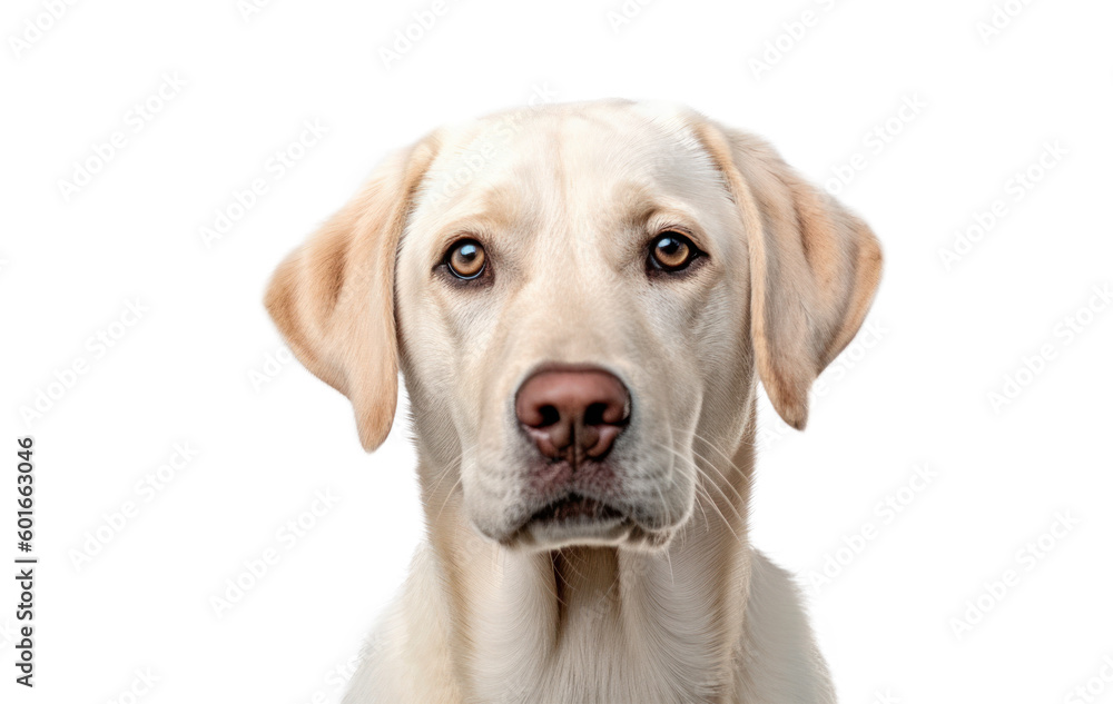 Labrador Retriever Head Isolated on Transparent Background, AI Generative