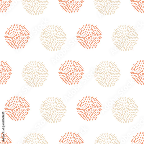 Vector Baby Girl Pink Decorative Pom Poms Seamless Repeat Border Pattern. Great for nursery room, handmade cards, invitations, wallpaper, packaging, baby girl designs or baby shower.