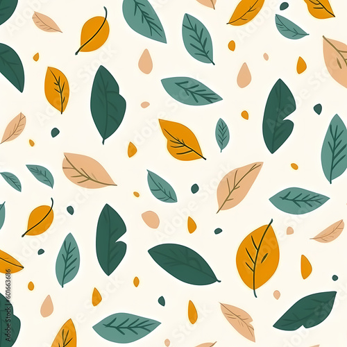 Leaves Pattern On Plain Background Illustration