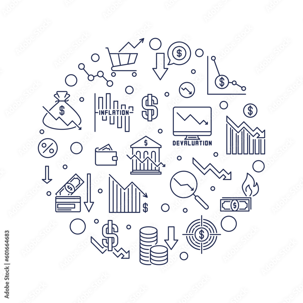 World Financial Crisis vector concept circle shaped outline banner World Financial Crisis vector concept circle shaped outline banner