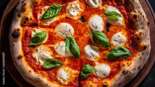 Pizza napoletana with tomatoes, mozzarella & basil